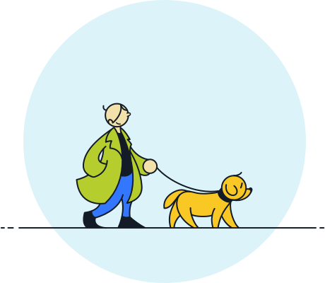 Man walking dog.